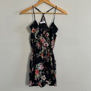 Black Floral Racerback Romper